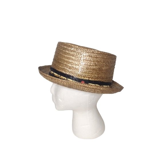 Vintage Other - Vintage Milan Mens Straw Fedora Hat Italy Size 7/56 Beige Fitted Lightweight